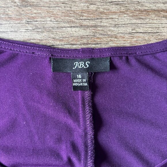 Pre-Loved JBS size 16 cold-shoulder long rhinestones trim sleeved purple dress - Picture 3 of 3